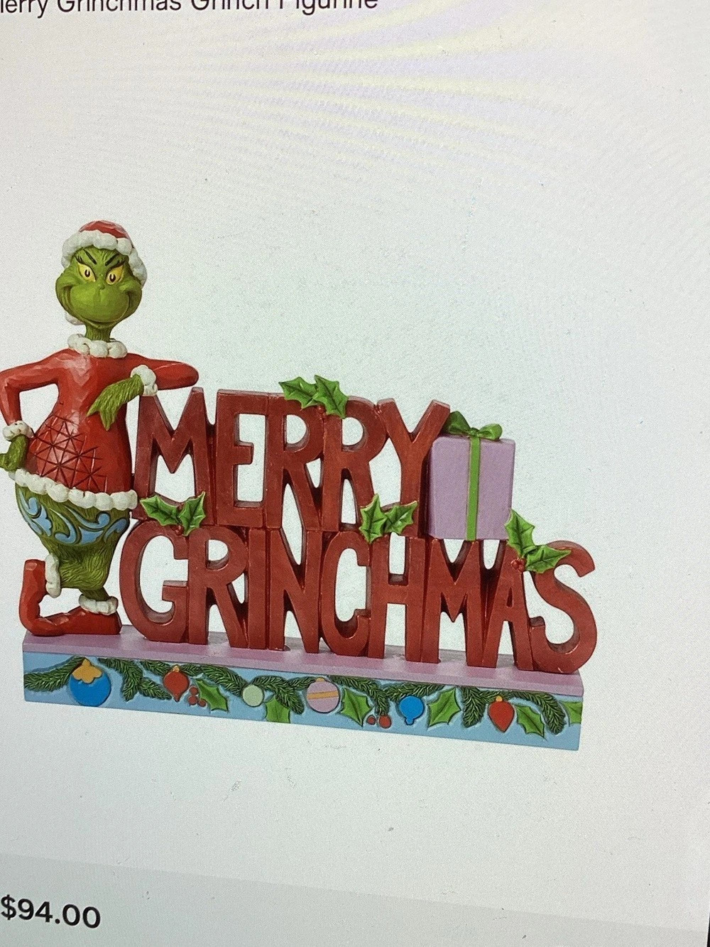 Jim Shore Grinch Merry Grinchmas Word Figurine Holiday Decor
